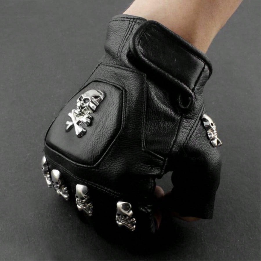 Leather Driving Glove - Luvas sem dedos de couro legítimo